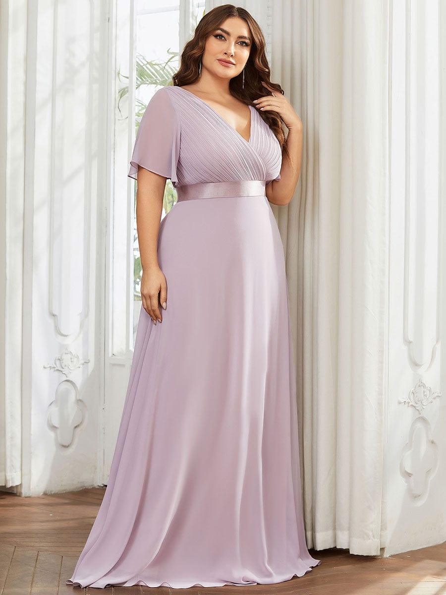 Vestido largo Mujer de gasa con cintura imperio y mangas cortas