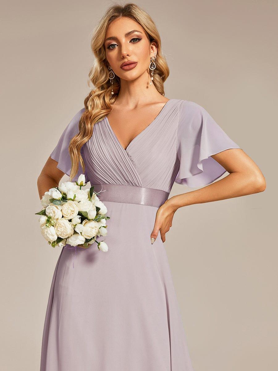 Vestido largo Mujer de gasa con cintura imperio y mangas cortas