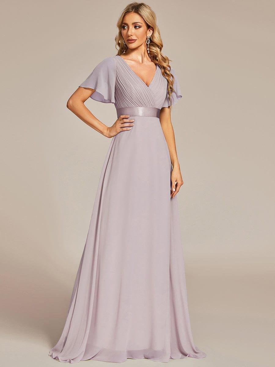 Vestido largo Mujer de gasa con cintura imperio y mangas cortas
