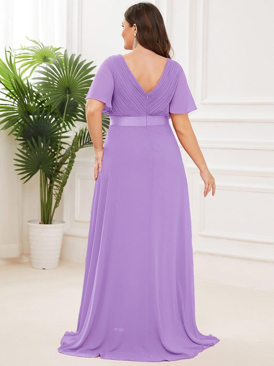 Vestido largo Mujer de gasa con cintura imperio y mangas cortas