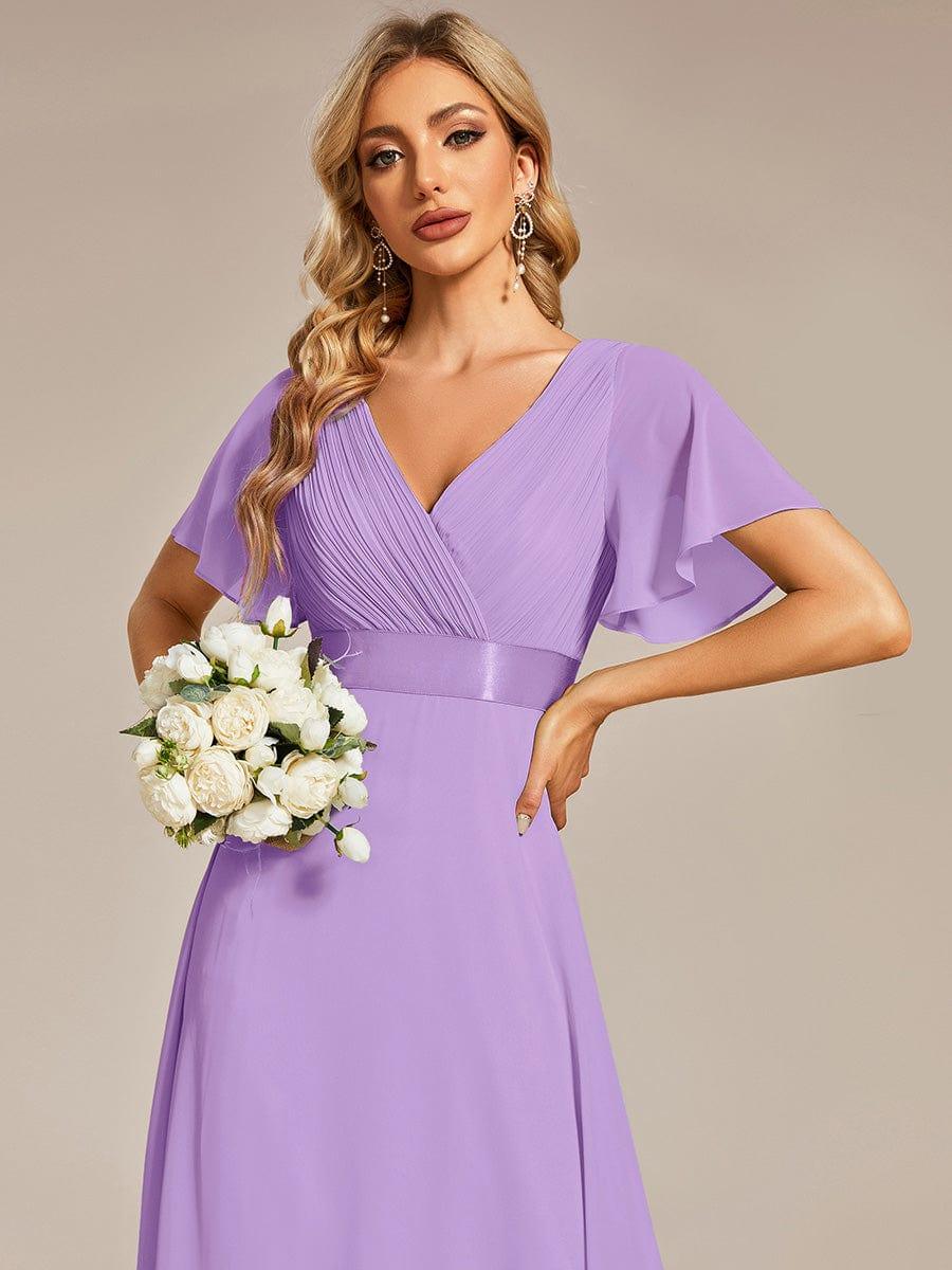 Vestido largo Mujer de gasa con cintura imperio y mangas cortas