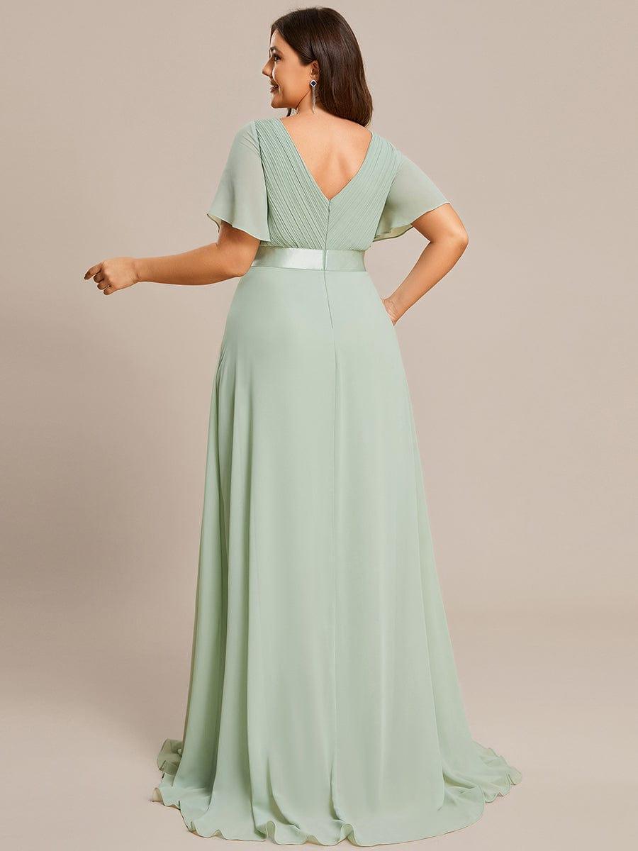 Vestido largo Mujer de gasa con cintura imperio y mangas cortas