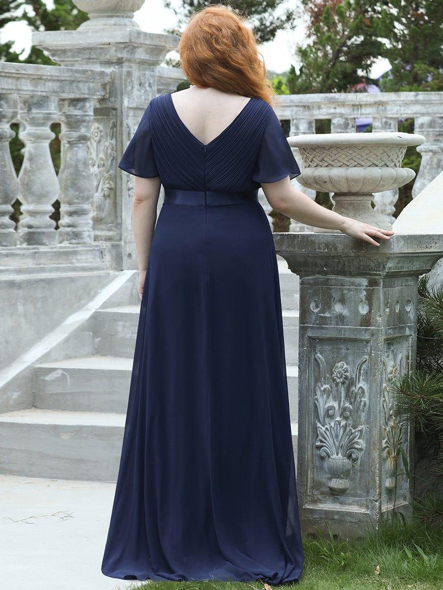 Vestido largo Mujer de gasa con cintura imperio y mangas cortas