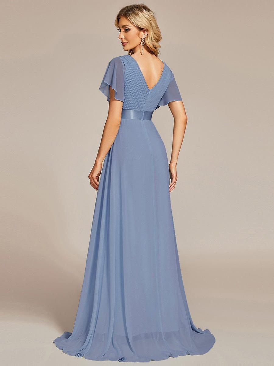 Vestido largo Mujer de gasa con cintura imperio y mangas cortas