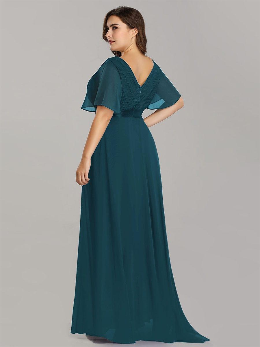 Vestido largo Mujer de gasa con cintura imperio y mangas cortas