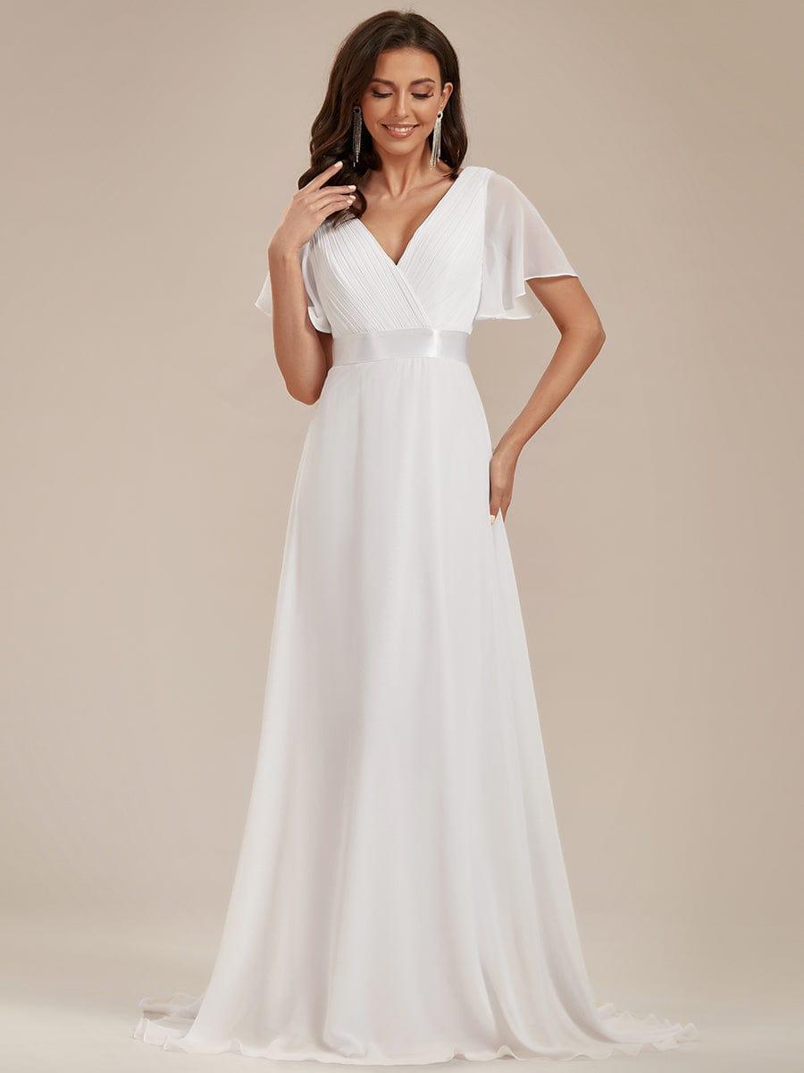 Vestido largo Mujer de gasa con cintura imperio y mangas cortas
