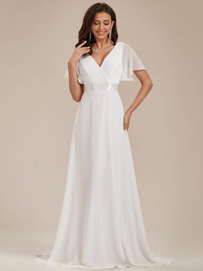 Vestido largo Mujer de gasa con cintura imperio y mangas cortas