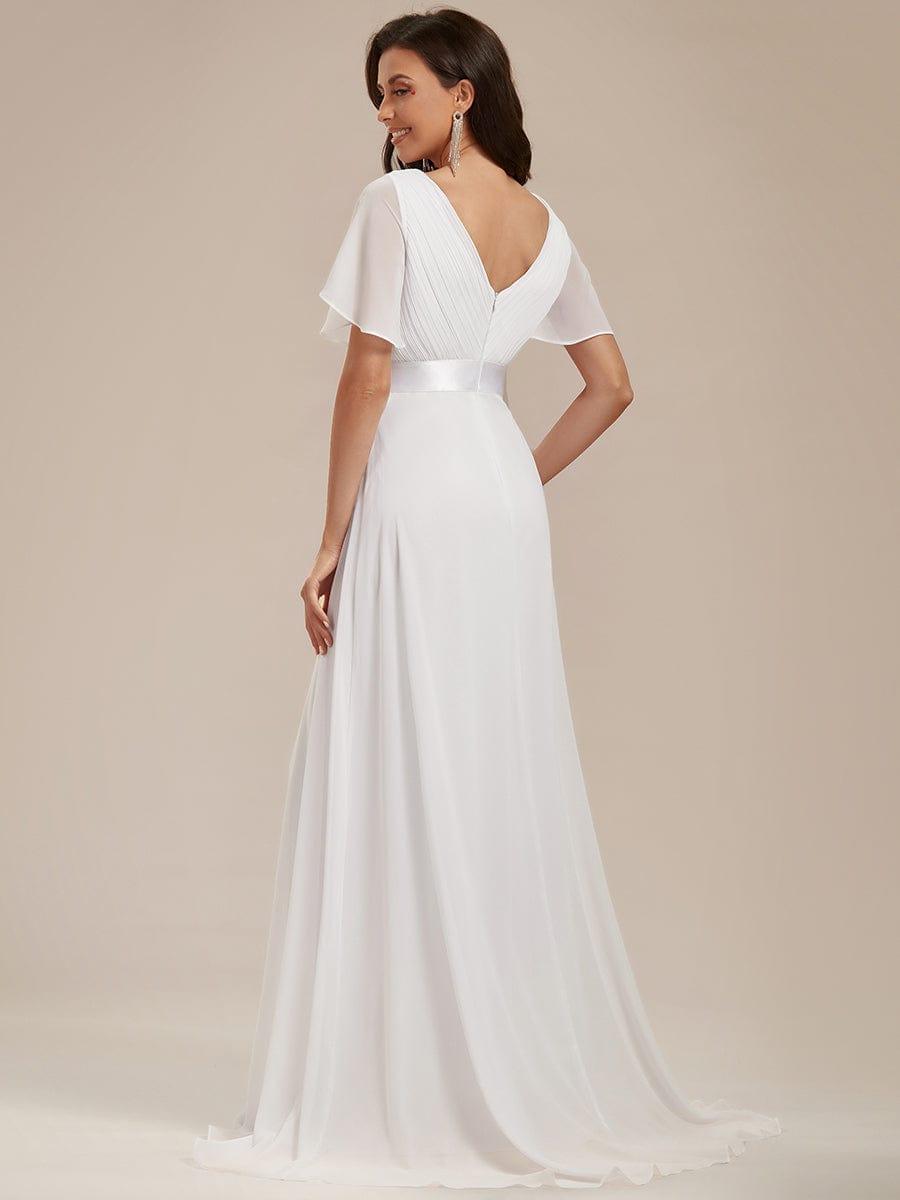 Vestido largo Mujer de gasa con cintura imperio y mangas cortas