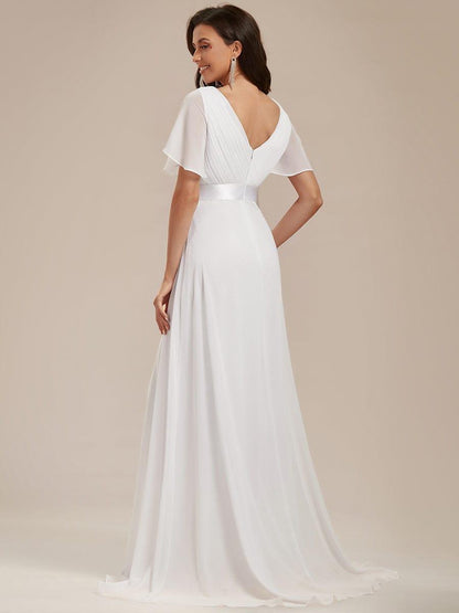 Vestido largo Mujer de gasa con cintura imperio y mangas cortas
