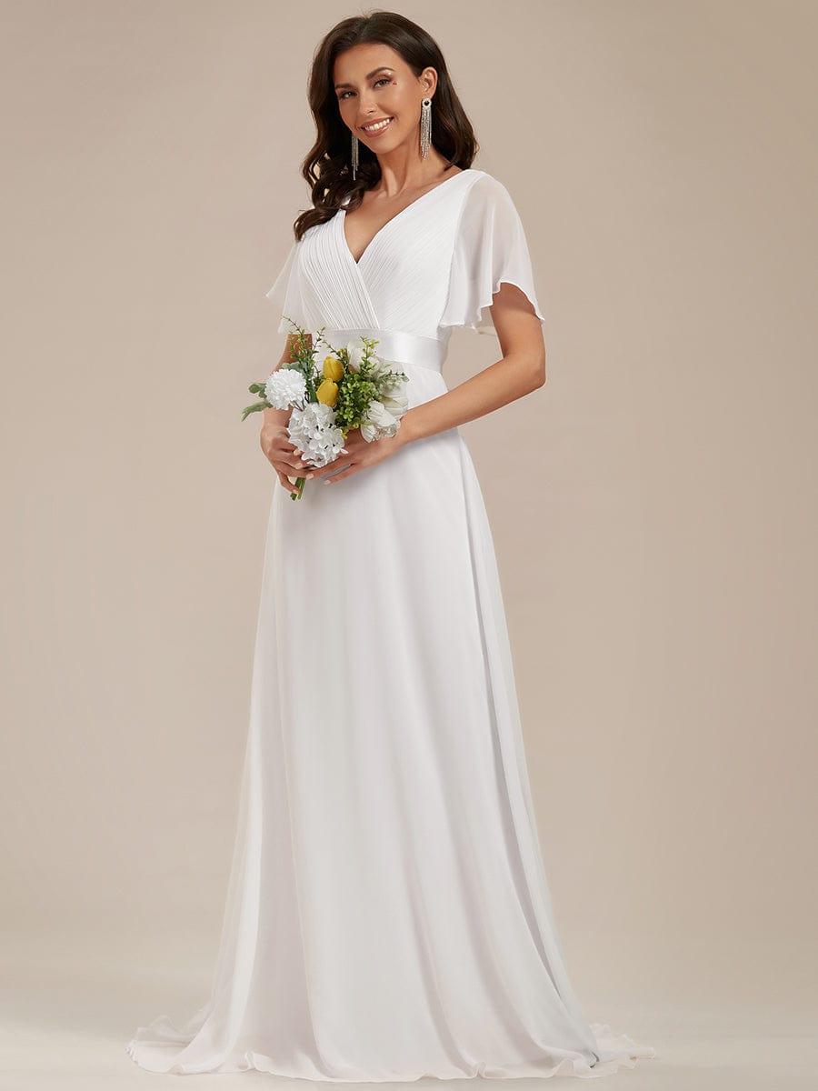 Vestido largo Mujer de gasa con cintura imperio y mangas cortas