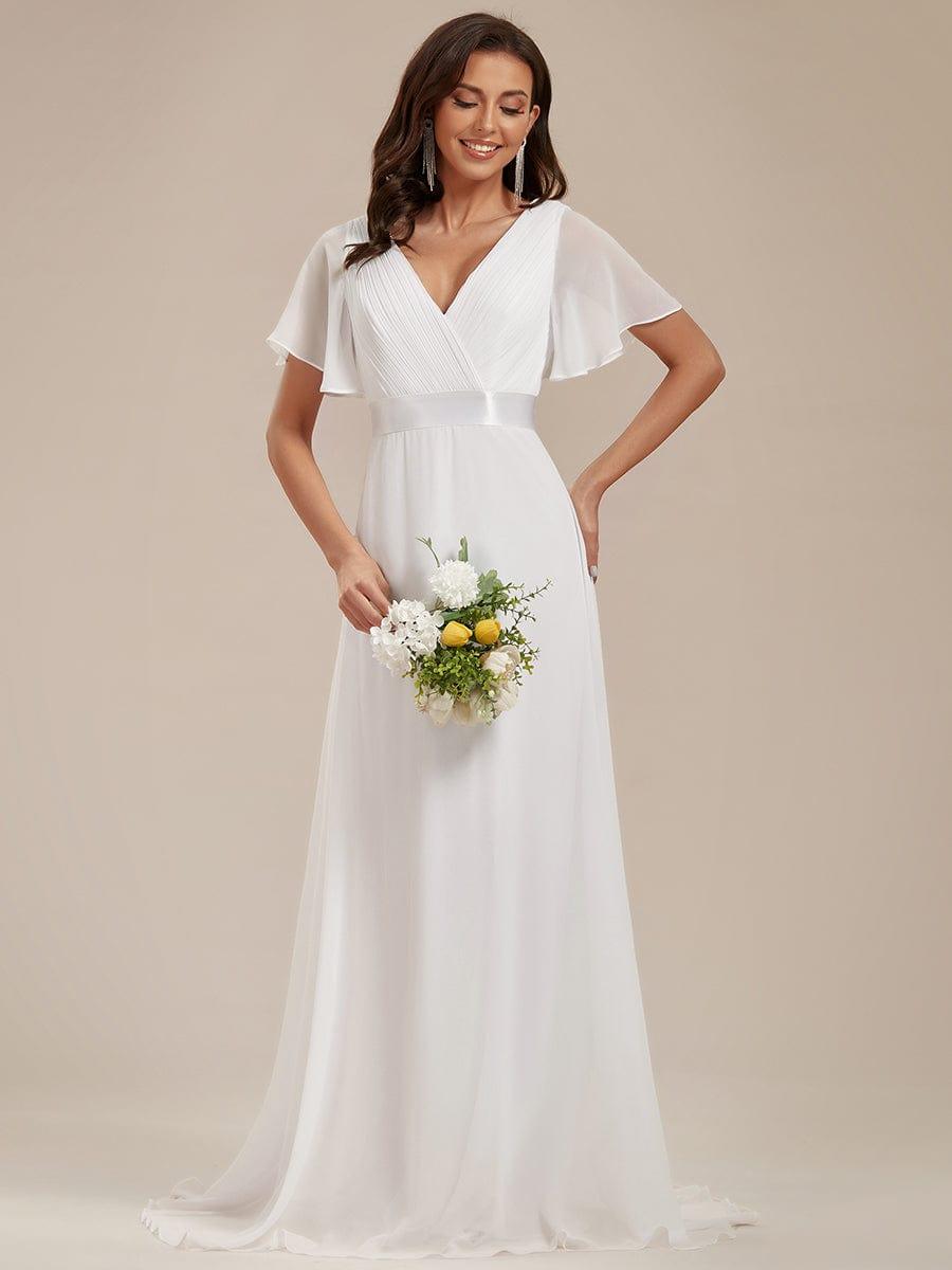 Vestido largo Mujer de gasa con cintura imperio y mangas cortas