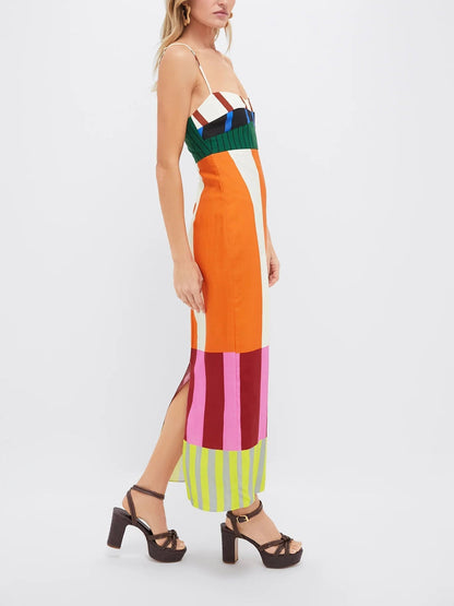 Vestido maxi mujer sin tirantes ligero estampado elegante verano
