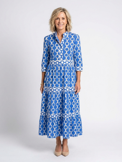 Vestido midi Mujer Tres Cuartos Cadena Suave Elegante