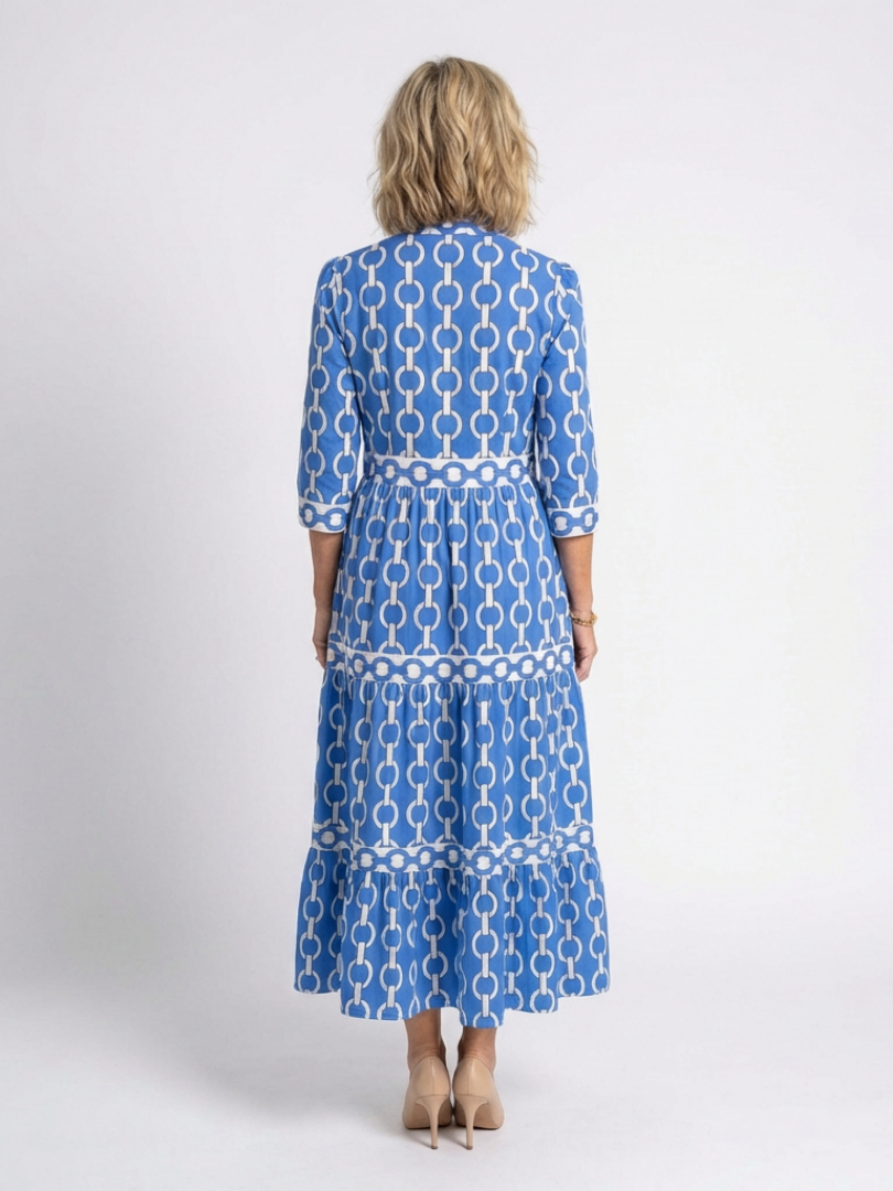 Vestido midi Mujer Tres Cuartos Cadena Suave Elegante