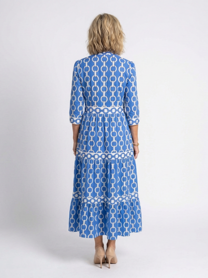 Vestido midi Mujer Tres Cuartos Cadena Suave Elegante