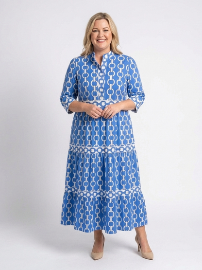 Vestido midi Mujer Tres Cuartos Cadena Suave Elegante