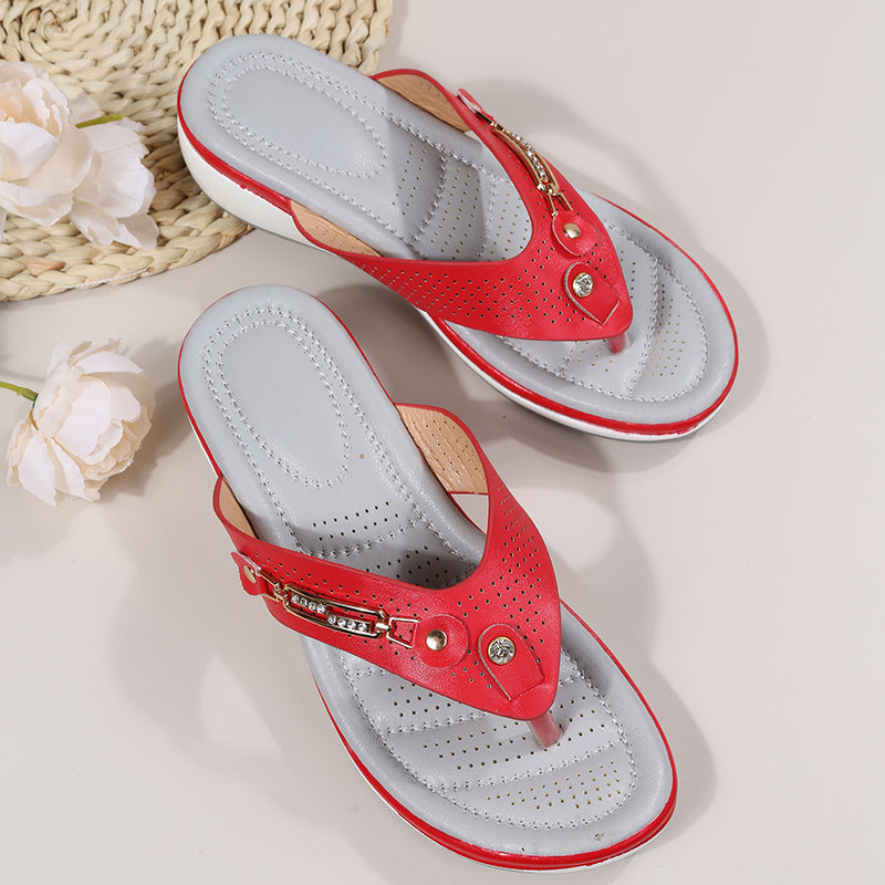 Sandalias Cuña Mujer con Tiras Decorativas Elegantes