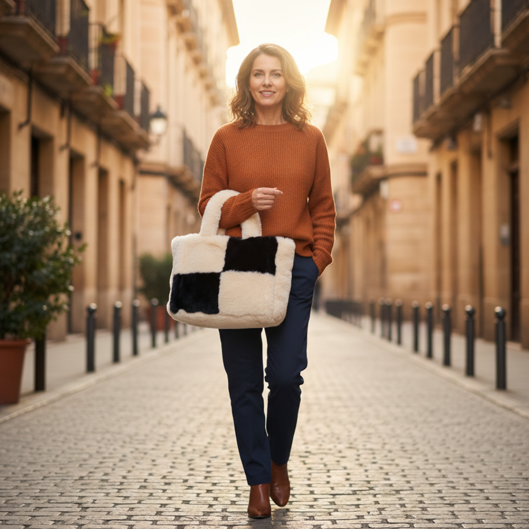 Bolso Shopper Mujer Pelo Sintético Asa Hombro Grande