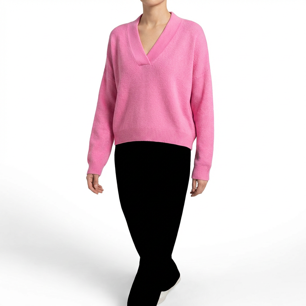 Jersey Mujer de Punto Escote en V Corte Holgado