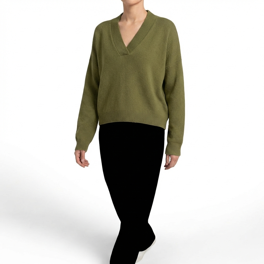 Jersey Mujer de Punto Escote en V Corte Holgado