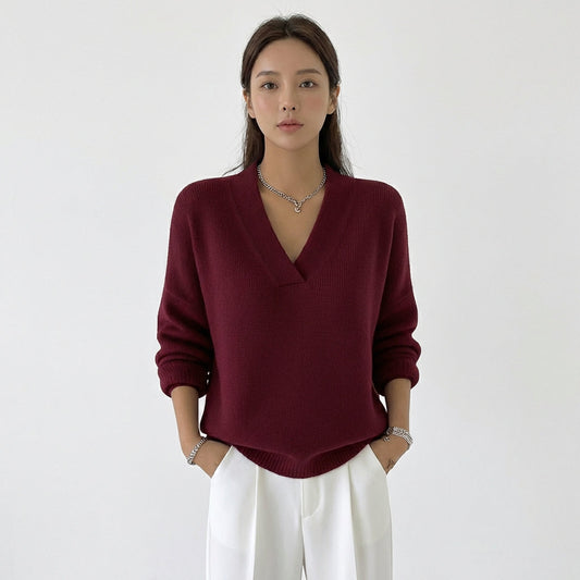 Jersey Mujer de Punto Escote en V Corte Holgado - Mavetta