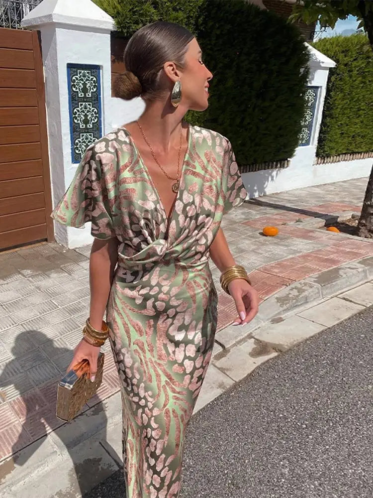 Vestido midi Mujer Estampado Corte Ajustado