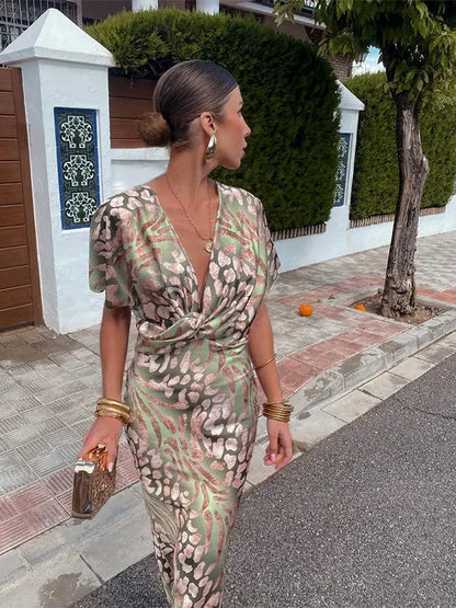 Vestido midi Mujer Estampado Corte Ajustado