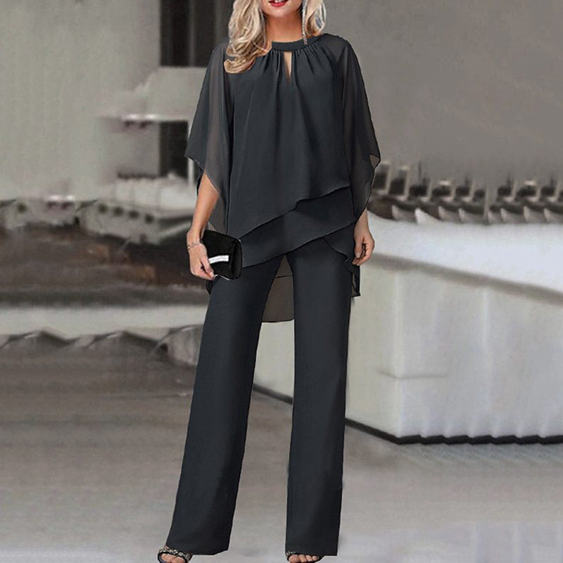 Conjunto Mujer Blusa y Pantalón Elegante Ajuste Clásico