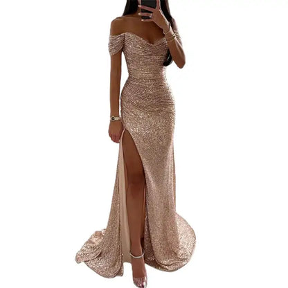 Vestido noche mujer escote en V elegante