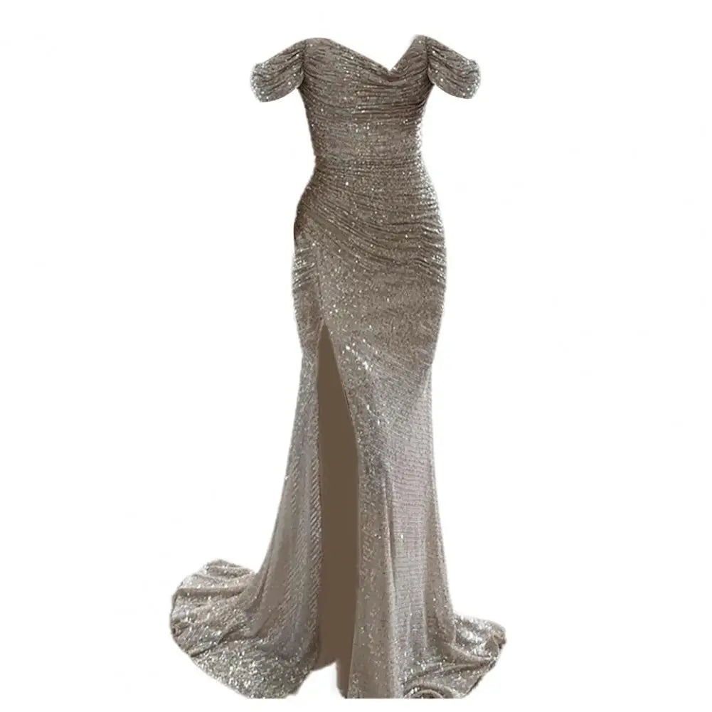 Vestido noche mujer escote en V elegante