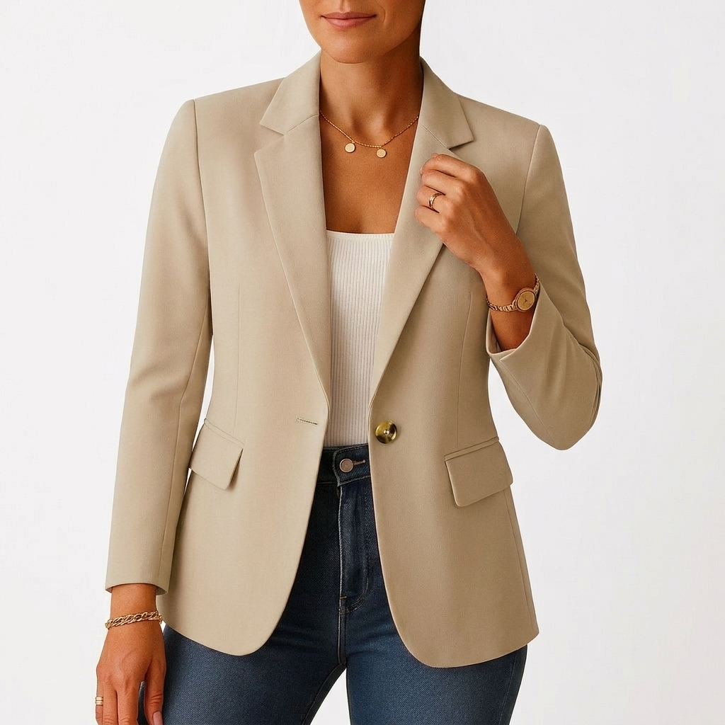 Blazer Mujer con Cierre de Un Botón Solapa Clásica