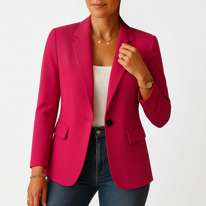 Blazer Mujer con Cierre de Un Botón Solapa Clásica