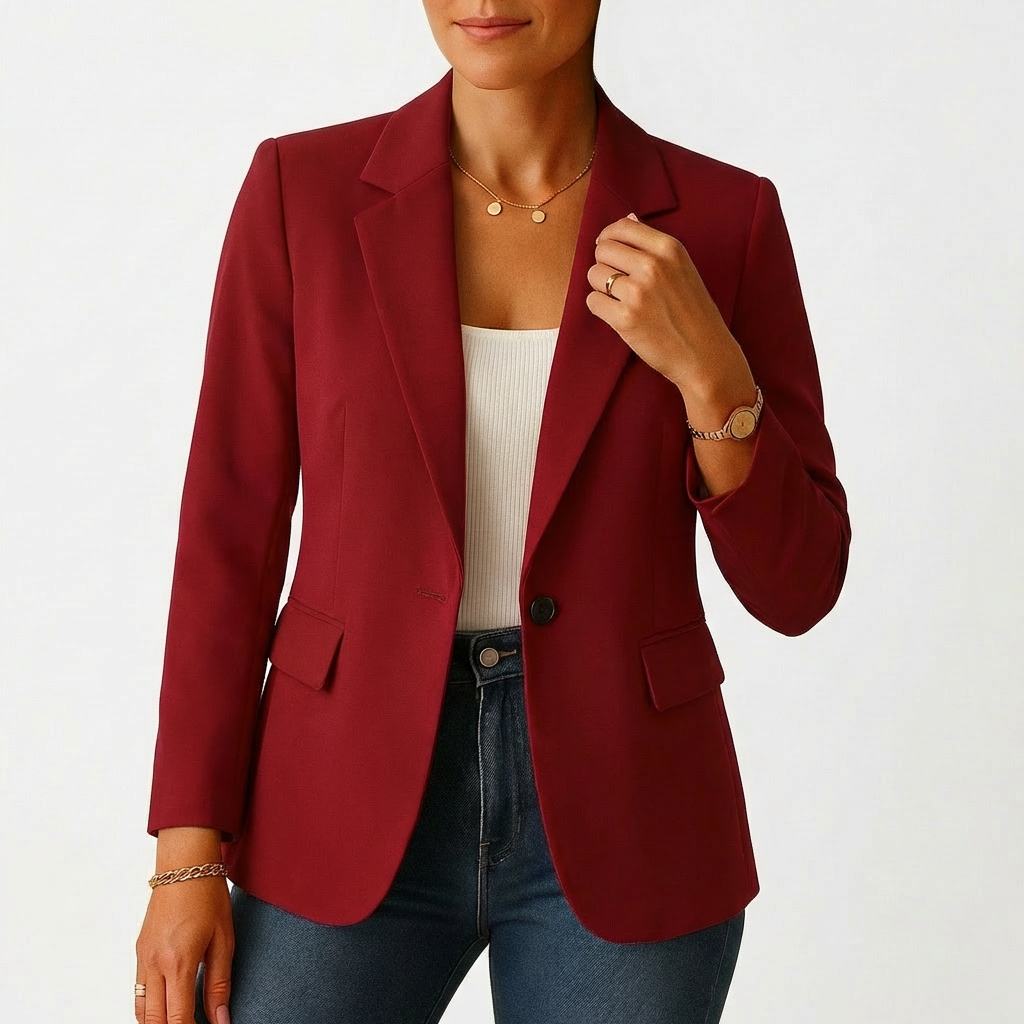 Blazer Mujer con Cierre de Un Botón Solapa Clásica
