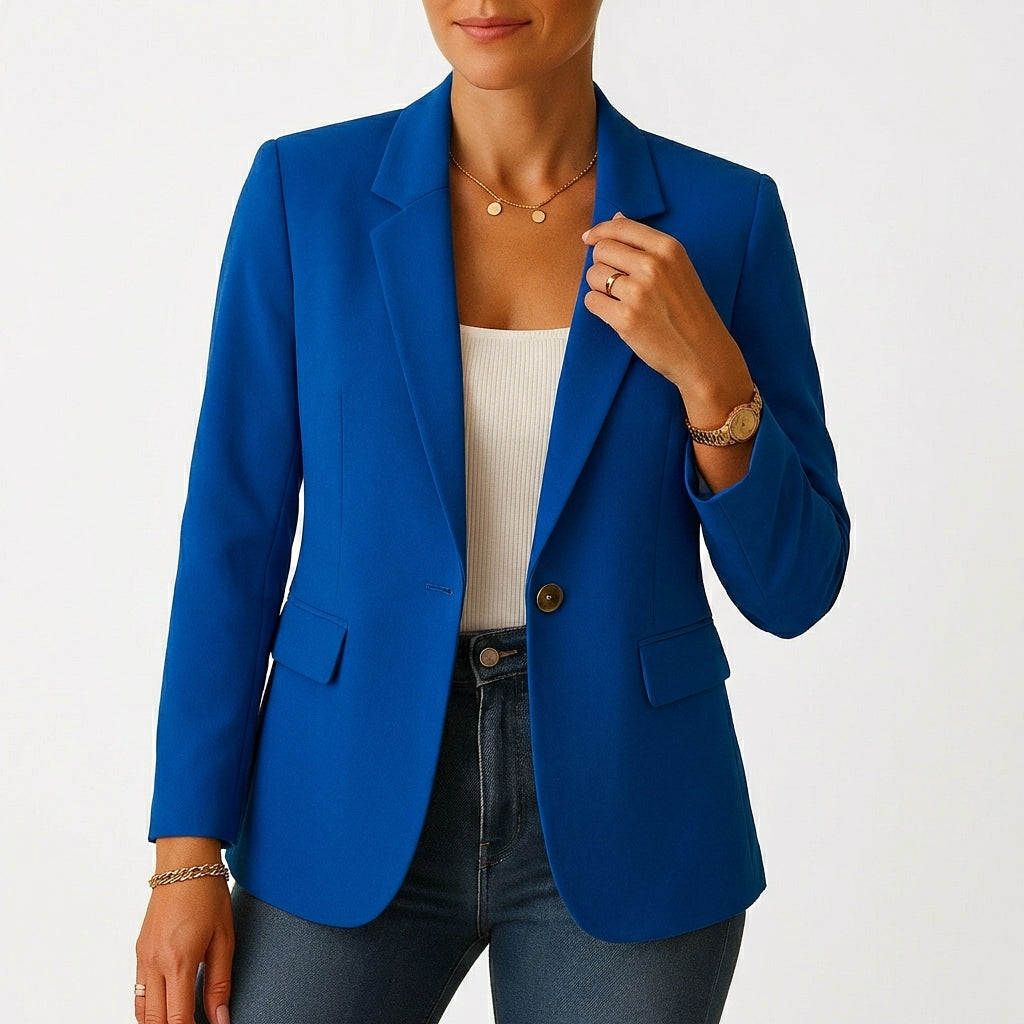 Blazer Mujer con Cierre de Un Botón Solapa Clásica