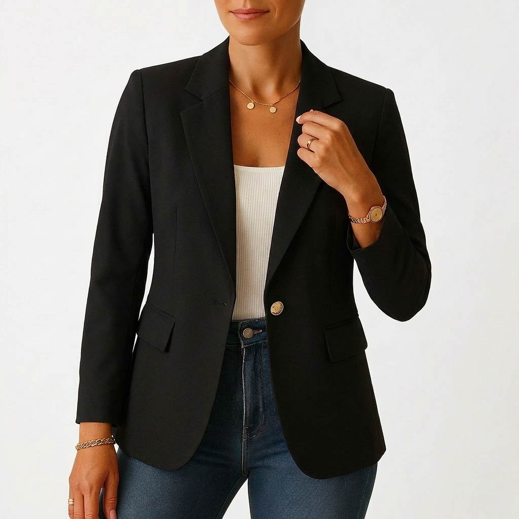Blazer Mujer con Cierre de Un Botón Solapa Clásica