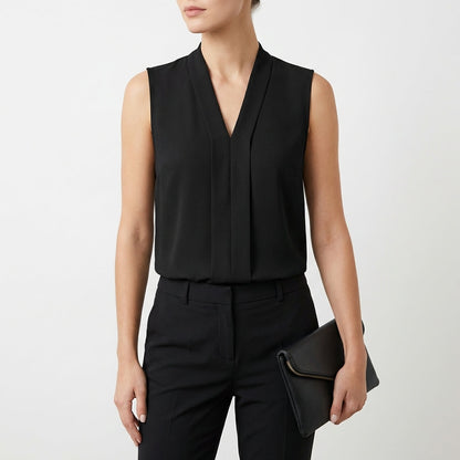 Blusa Mujer Sin Mangas Pliegue Frontal