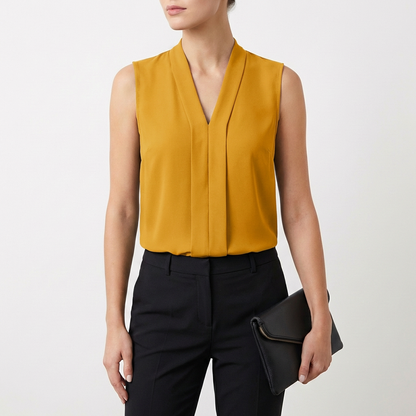Blusa Mujer Sin Mangas Pliegue Frontal
