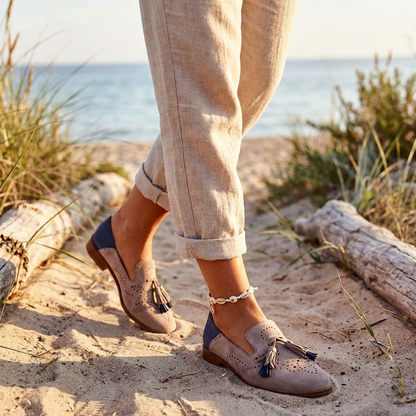 Mocasines Mujer con Borlas Detalle Perforado Casual