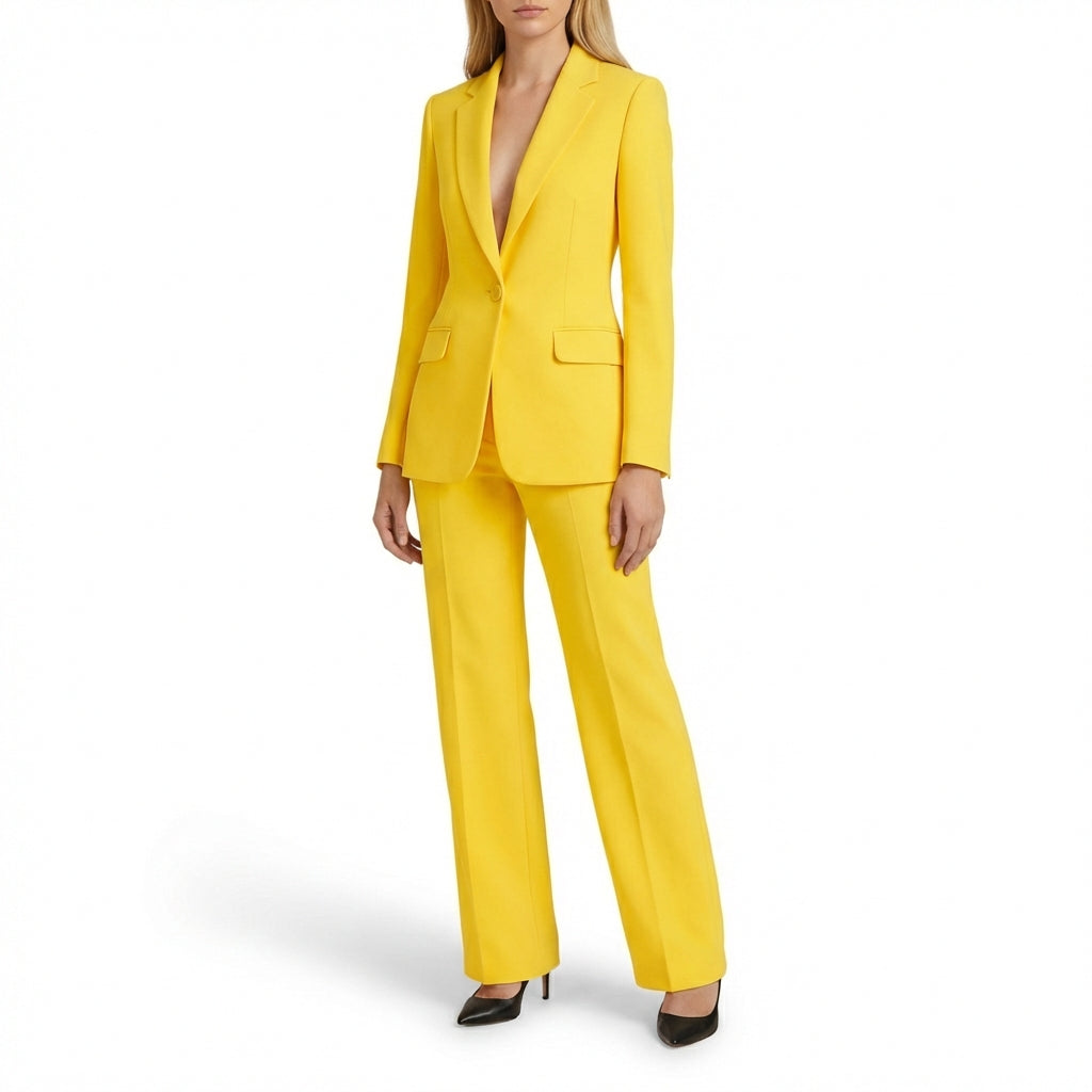 Traje Blazer y Pantalón Recto Mujer Formal Ajuste Clásico