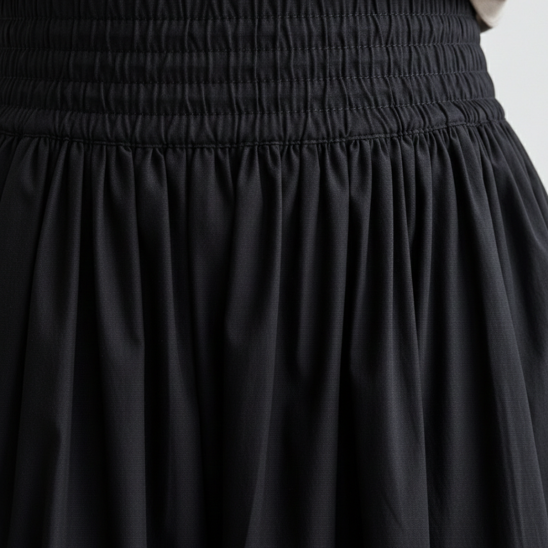 Falda Midi Mujer Cintura Elástica Fruncida Corte Amplio