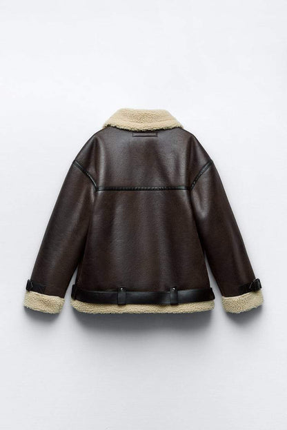 Chaqueta Mujer de Tejido Sintético con Solapa Ajuste Elegante