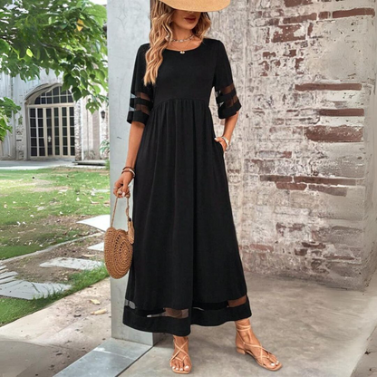 Vestido Maxi Mujer Elegante Mangas Cortas - Mavetta