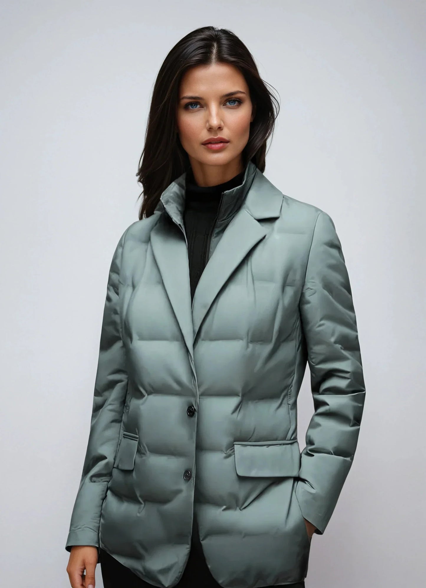 Abrigo Acolchado Mujer Estilo Blazer Ajustado