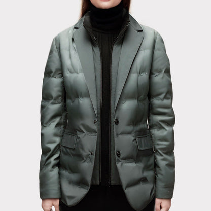 Abrigo Acolchado Mujer Estilo Blazer Ajustado