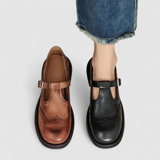 Zapatos ortopédicos mujer de piel con correa en T - Mavetta