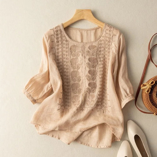Blusa Mujer de Algodón Bordada Estilo Veraniego - Mavetta