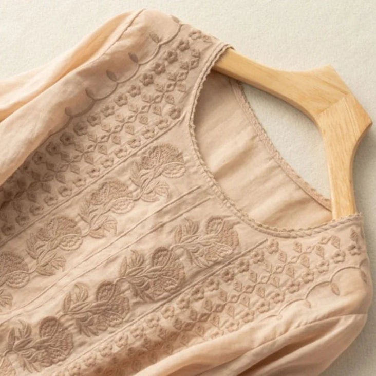 Blusa Mujer de Algodón Bordada Estilo Veraniego