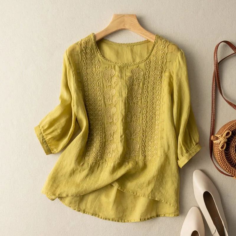 Blusa Mujer de Algodón Bordada Estilo Veraniego