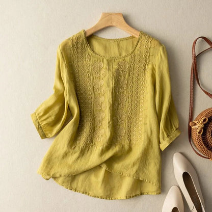Blusa Mujer de Algodón Bordada Estilo Veraniego