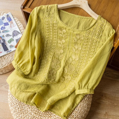 Blusa Mujer de Algodón Bordada Estilo Veraniego